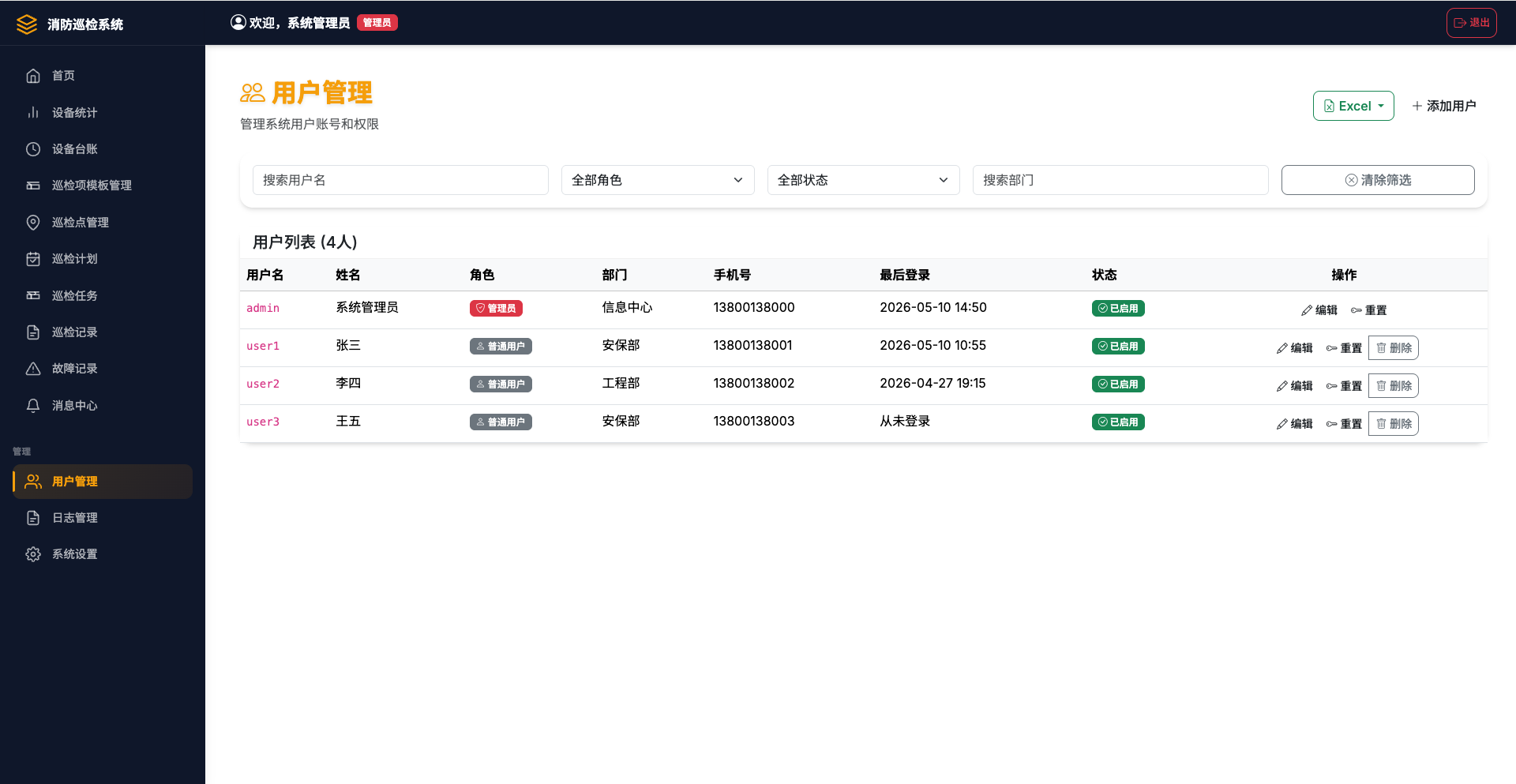 用户管理界面